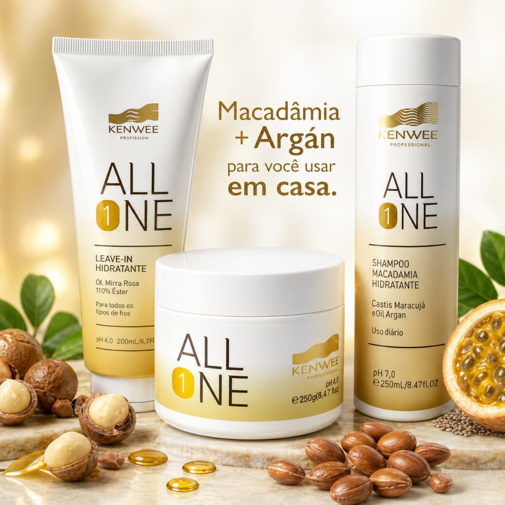 Kit Completo de Hidratação Profunda p/ Cabelos Secos e S/ Brilho All One Kenwee