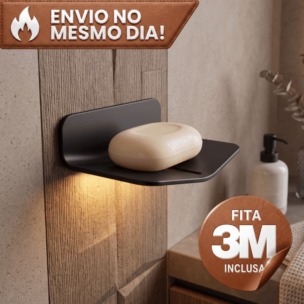 Suporte Saboneteira Parede Autoadesivas 3M Acrílica Porta Sabão Organizador Banheiro Cozinha Lavanderia Drena Sem Lodo