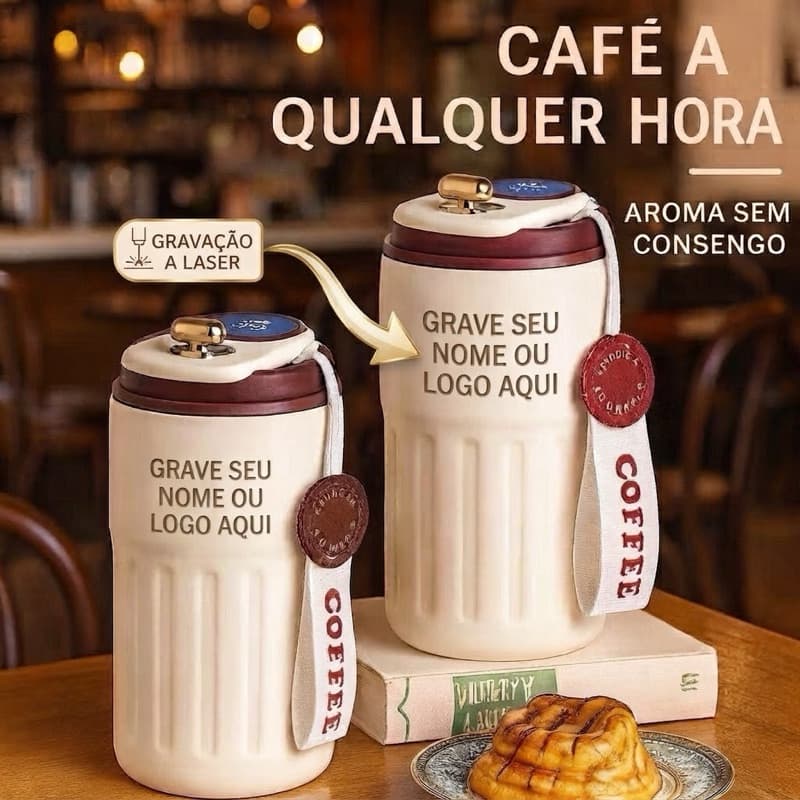 PERSONALIZADO DO SEU JEITO E ESTILO Copo Térmico Inox Garrafa Café Com Display Digital Temperatura