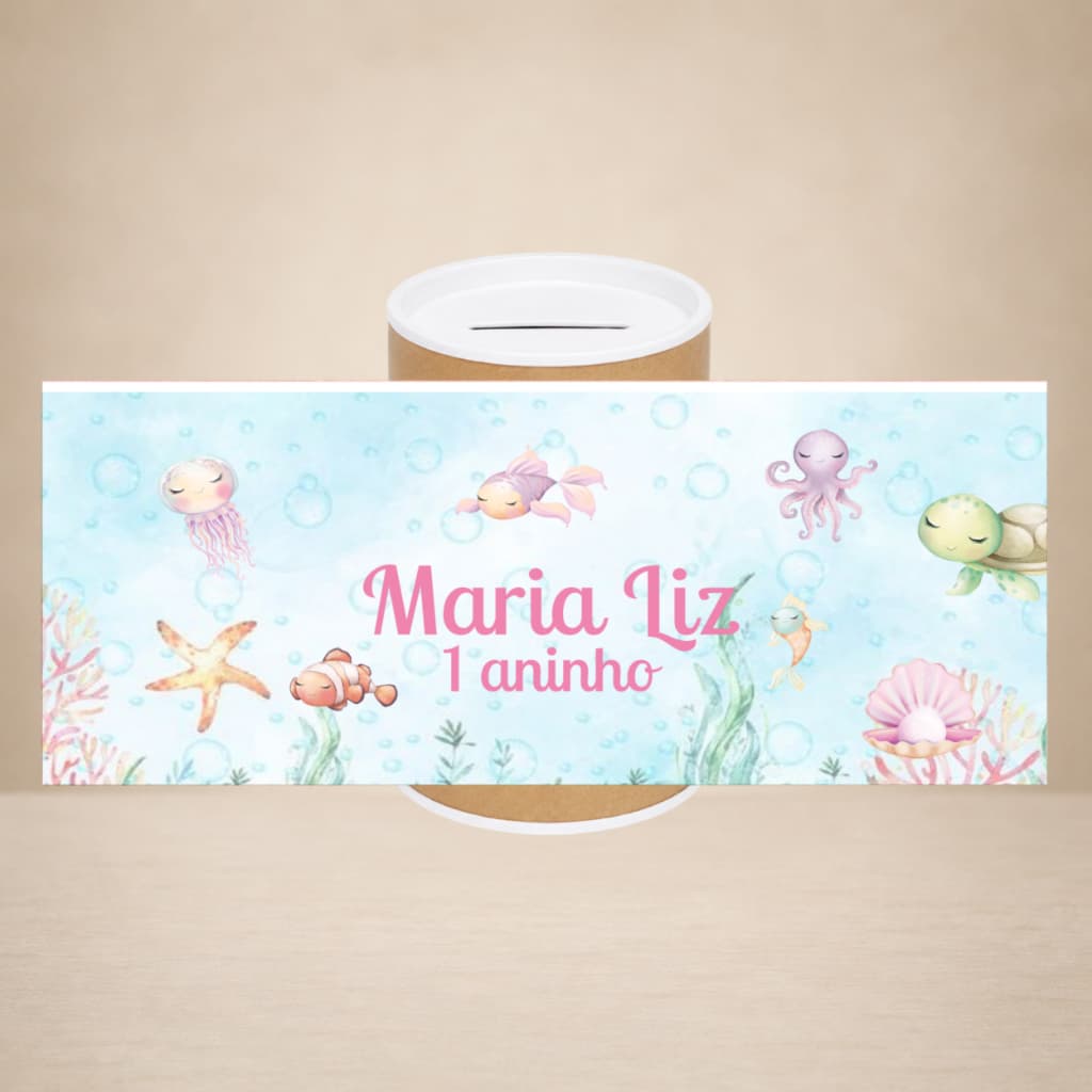 Cofrinho Personalizado Fundo Do Mar | Festa Infantil | Kits 9/12/15/24/30 - Envio Super Rápido