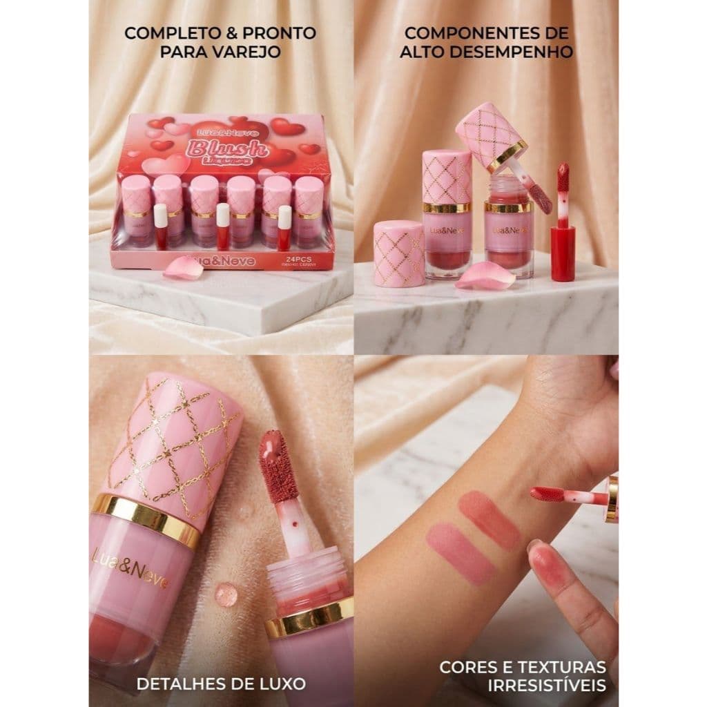 Box Com 24 Uni Blush Liquido Coração  - Lua&Neve