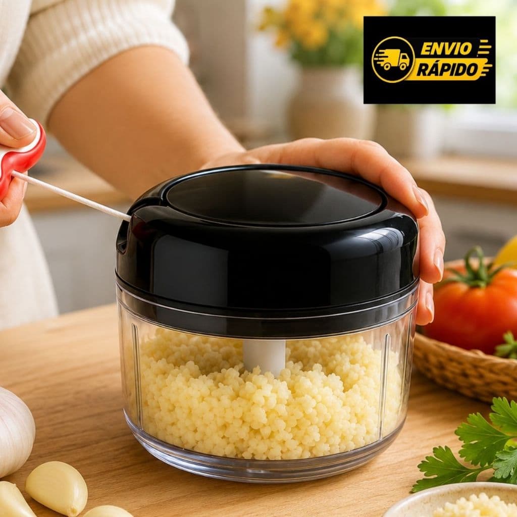 Mini Triturador Alho Manual Lâmina Aço Inox Tempero Processador Legumes Cozinha
