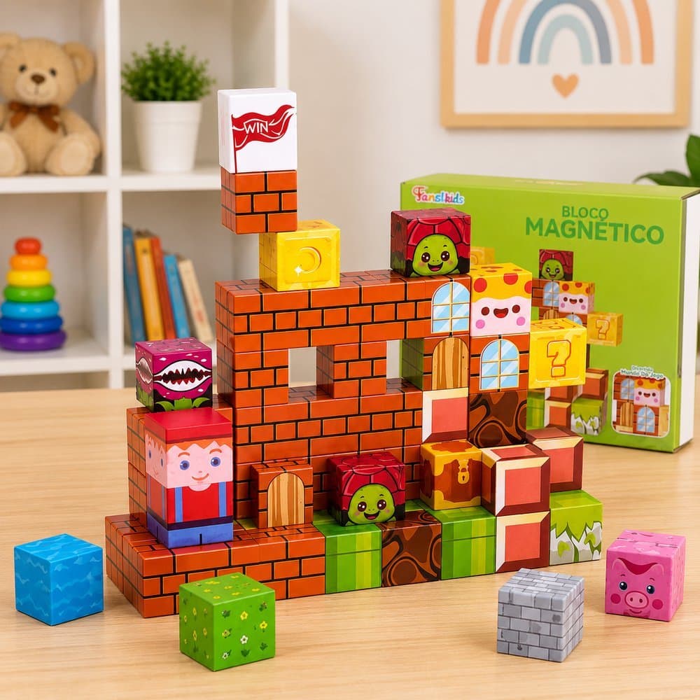 Kit Bloco Magnético Infantil com 60 Peças - Verde