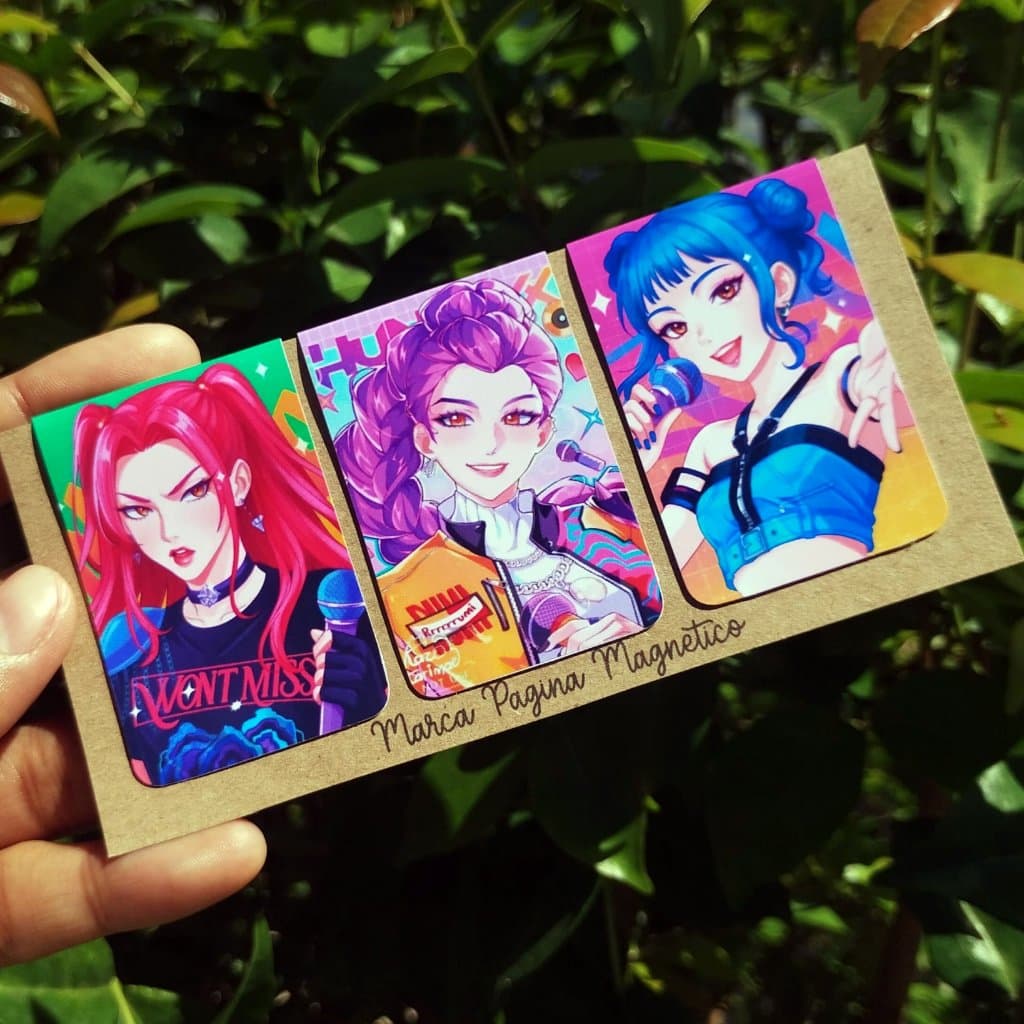Kit 3 Marcadores de Página Magnético Fofos Para Livros Planner Agenda Guerreiras do k-pop Huntrix 1