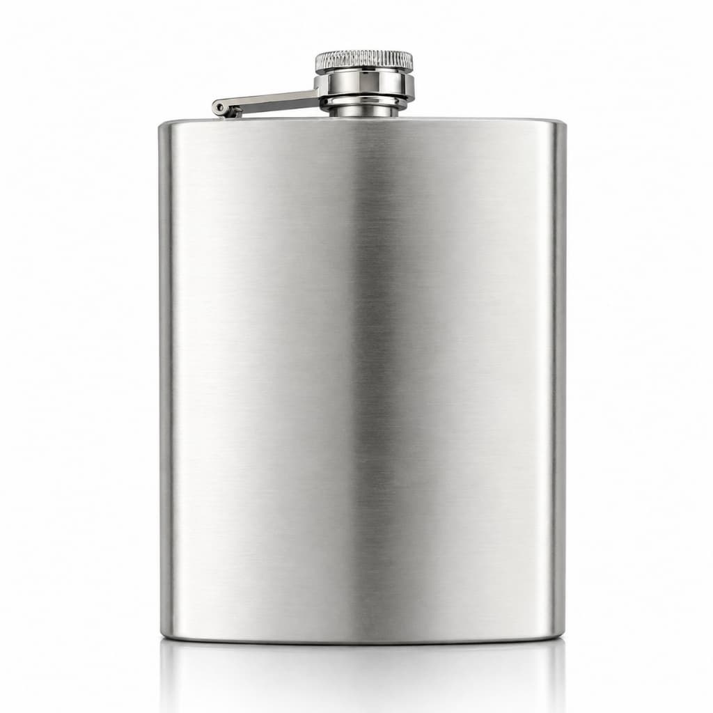 Cantil De Bolso Inox Portátil p/ Bebida 198ml Metal Liso Aço Inox Escovado Garrafa Bolso Bar