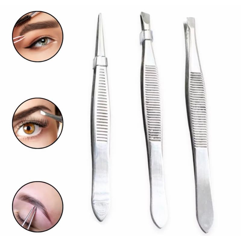 Kit 3 Pinça Profissional Em Aço Inoxidável Para Sobrancelha Remoção De Pelos Sobrancelha Design
