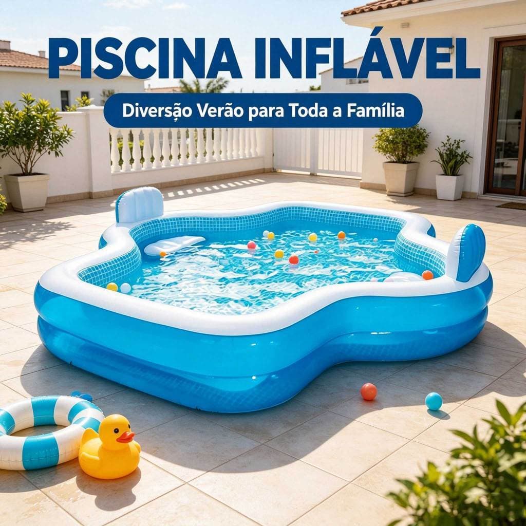 Piscina inflável dobrável com encosto capacidade de 3000 litros para uso interno e externo Brinquedo aquático infantil.