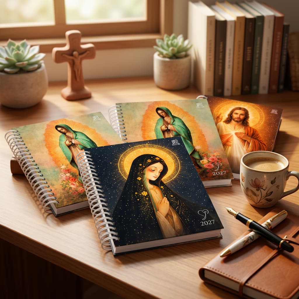 Agenda Anual 2027 Planner Religioso Diário Reflexão Espiritual Capa Sortida Resistente Católica Caderno Reigião