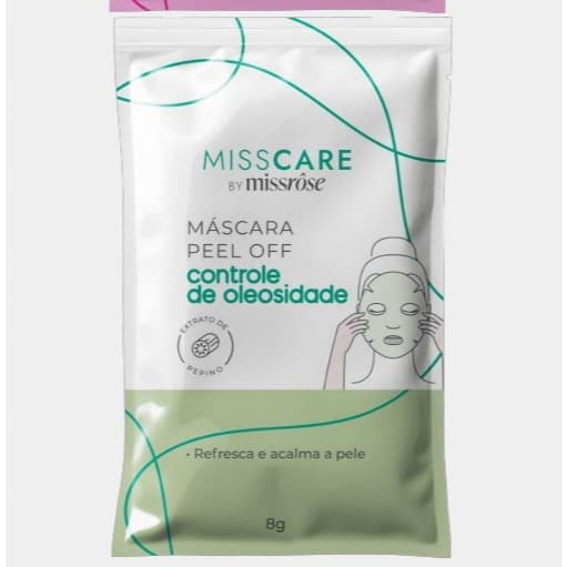 Mascara Facial Peel Off Miss Care 8g Sache Limpeza de Pele Cravos Oleosidade Rosa Mosqueta Pepino
