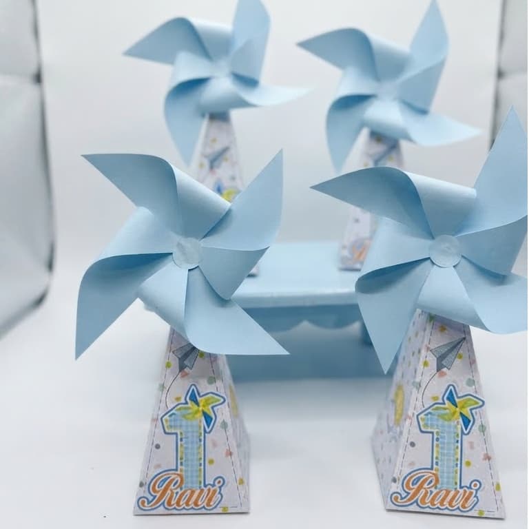 Kit 10 Caixas Personalizadas Catavento 3D Tema Avião / 365 sorrisos
