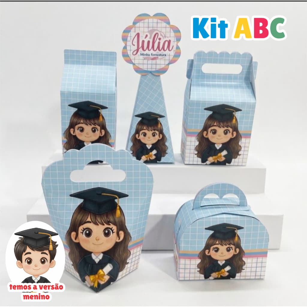 kit  Festa Formatura de ABC Caixinhas Personalizadas, Lembrancinhas para Festas, PEGUE E MONTE.