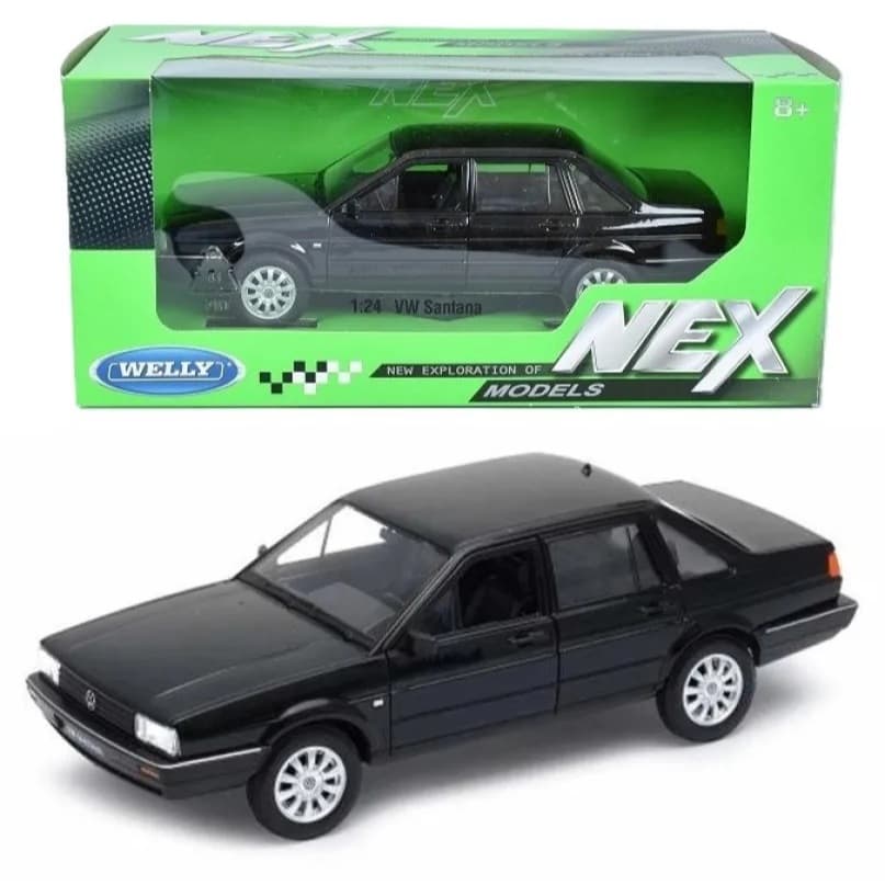 Carro Miniatura Volkswagen Santana Preto de Metal Welly Escala 1/24