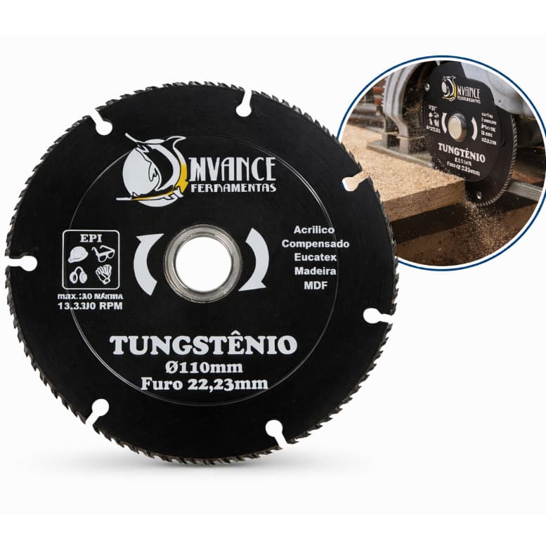 Disco de Corte Tungstênio Para Madeira MDF 110mm Esmerilhadeira Serra Mármore