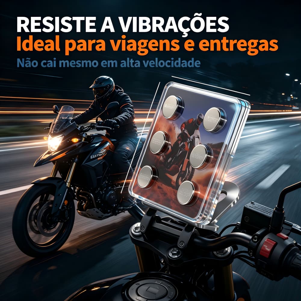Eletromex EL-1927 Suporte De Celular P/ Moto Fixação Magnética Imã Extra Forte