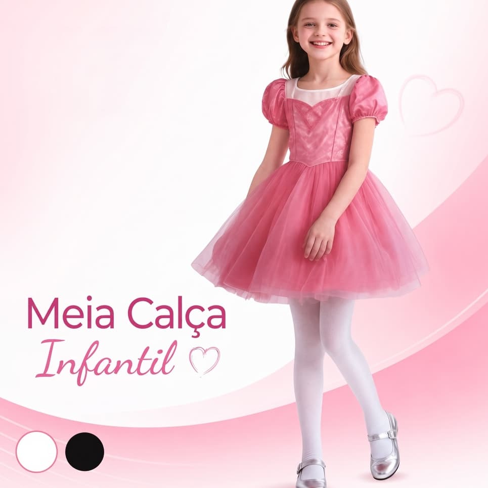Kit 4 Meia Calça Infantil Menina  Fio 40 Bailarina Ballet
