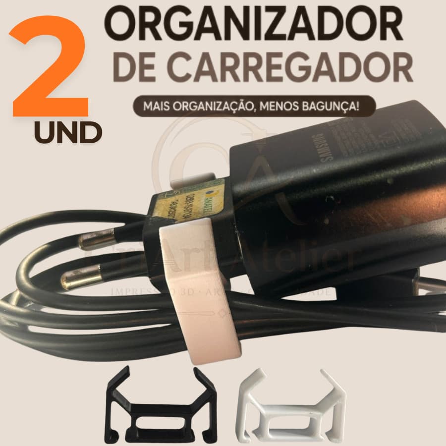 KIT 2 Organizador De Cabo E Carregador De Celular Suporte Para Tomada Evita Fios Espalhados Prático E Compacto