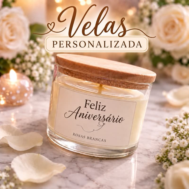 Vela Aromática Personalizada 140g | Vela Artesanal Perfumada | Presente Personalizado