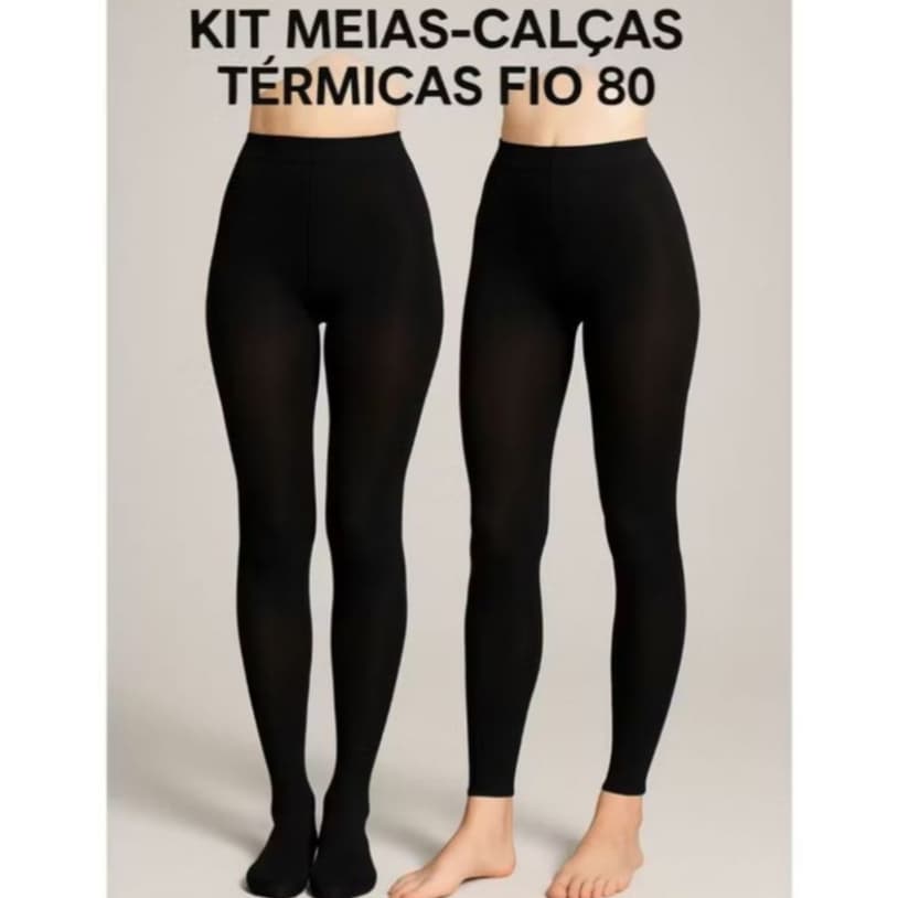 Meia-Calça Térmica Com Pé e Sem Pé Fio 80 Grosso Arrastão Forrada Peluciada Translúcida Feminina UN OU KIT
