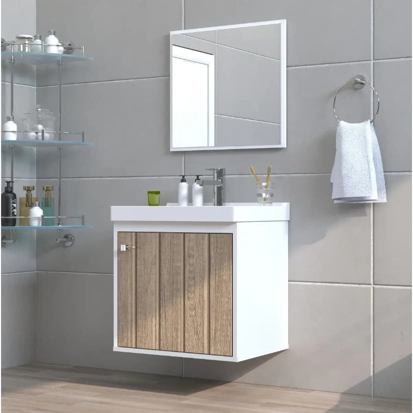 Kit Gabinete Armario de Banheiro - Veneto com Espelho 40cm