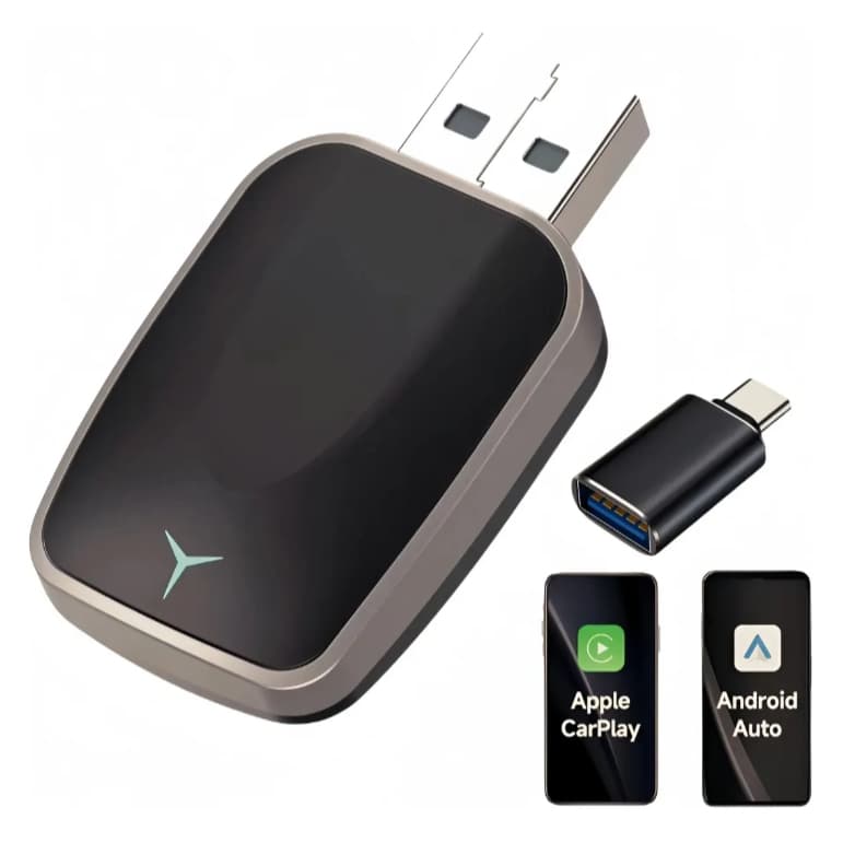 Adaptador Para Veículos Com Car Play/Android Auto Sem Fio Automático 2 Em 1 Bluetooth USB
