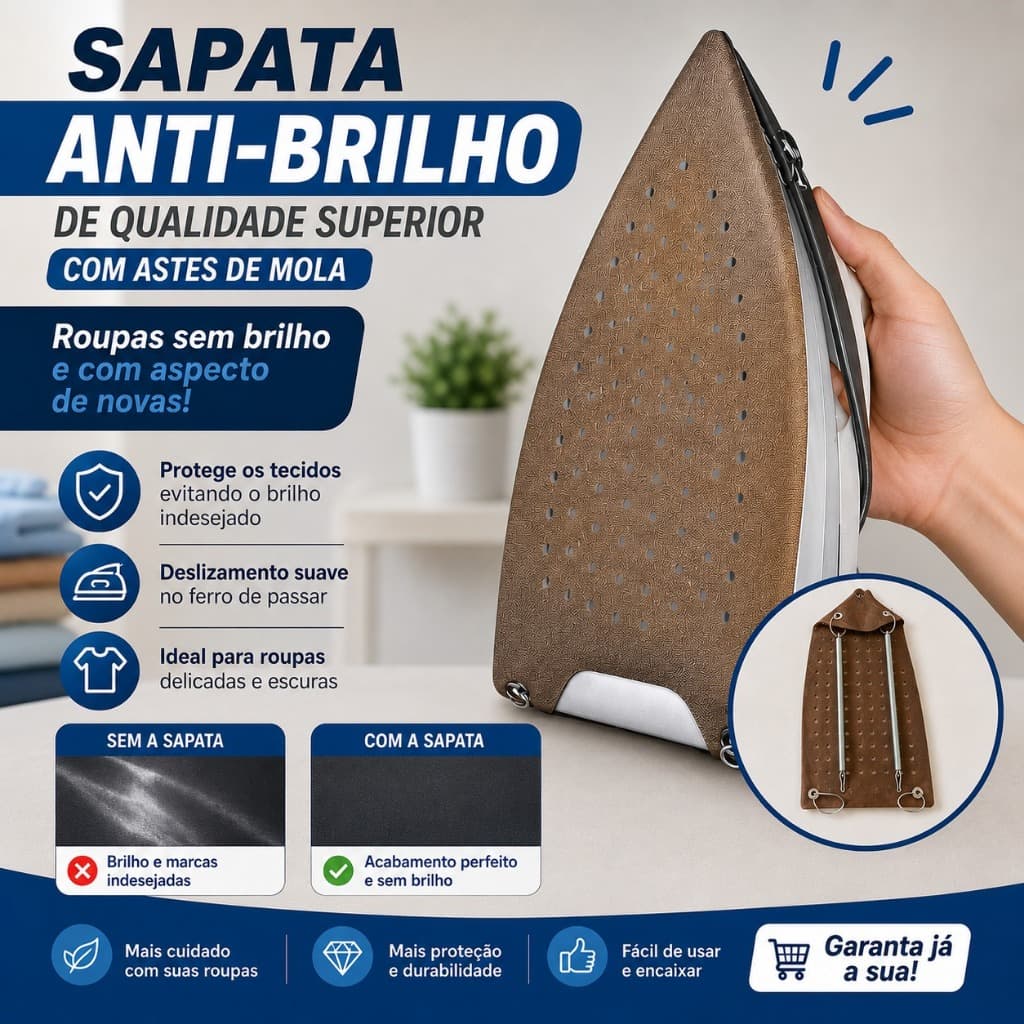 Sapata anti brilho p/ ferro de passar roupa c/ mola de ferro, qualidade premium. Capa protetora de ferro