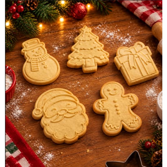 Cortadores de Biscoito Natalinos – Kit 5 unidades -  Confeitaria Natal - Mesa decorada