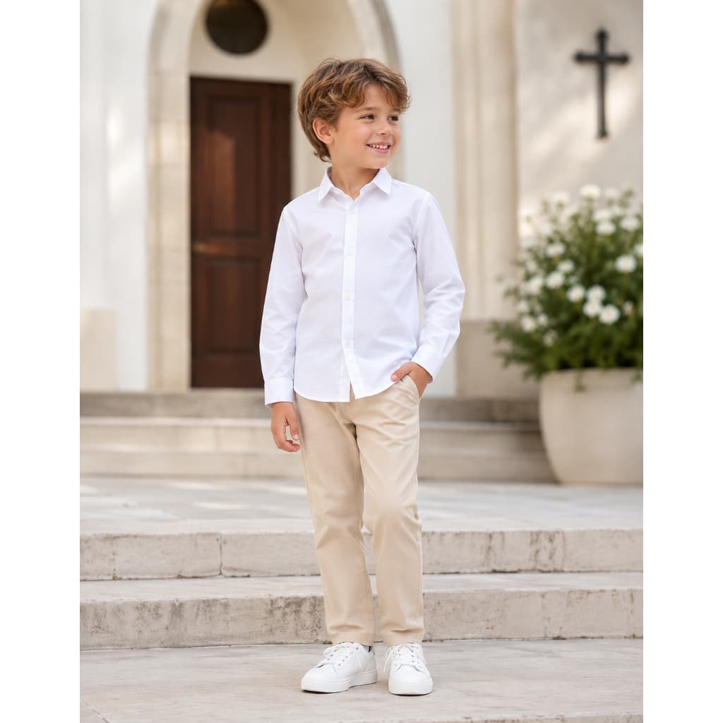 Conjunto Roupa Masculino Infantil Festa Social Calça + Camisa Longa 01-08 Batizado Casamento