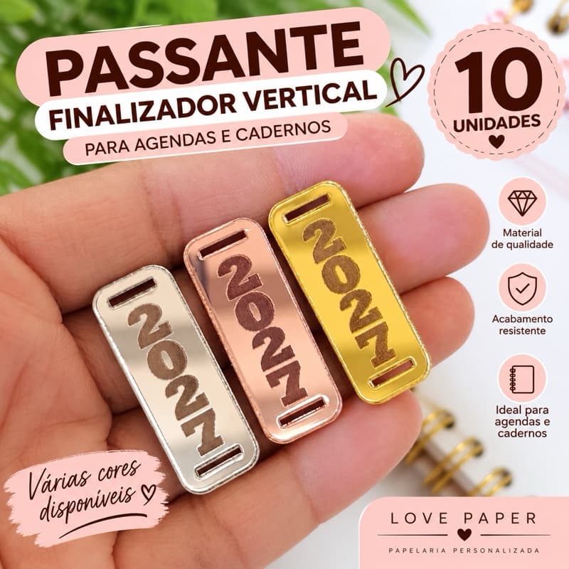 10 Unidades Passantes Finalizador Vertical para Agenda 2027 Acrílico – 3,0x1,2cm – Planners/scrapbook Encadernação