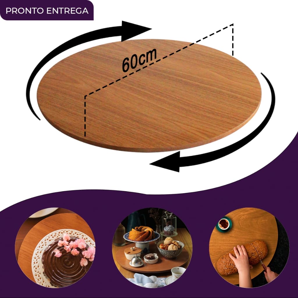 Centro Giratório laminado para servir na mesa 60 cm