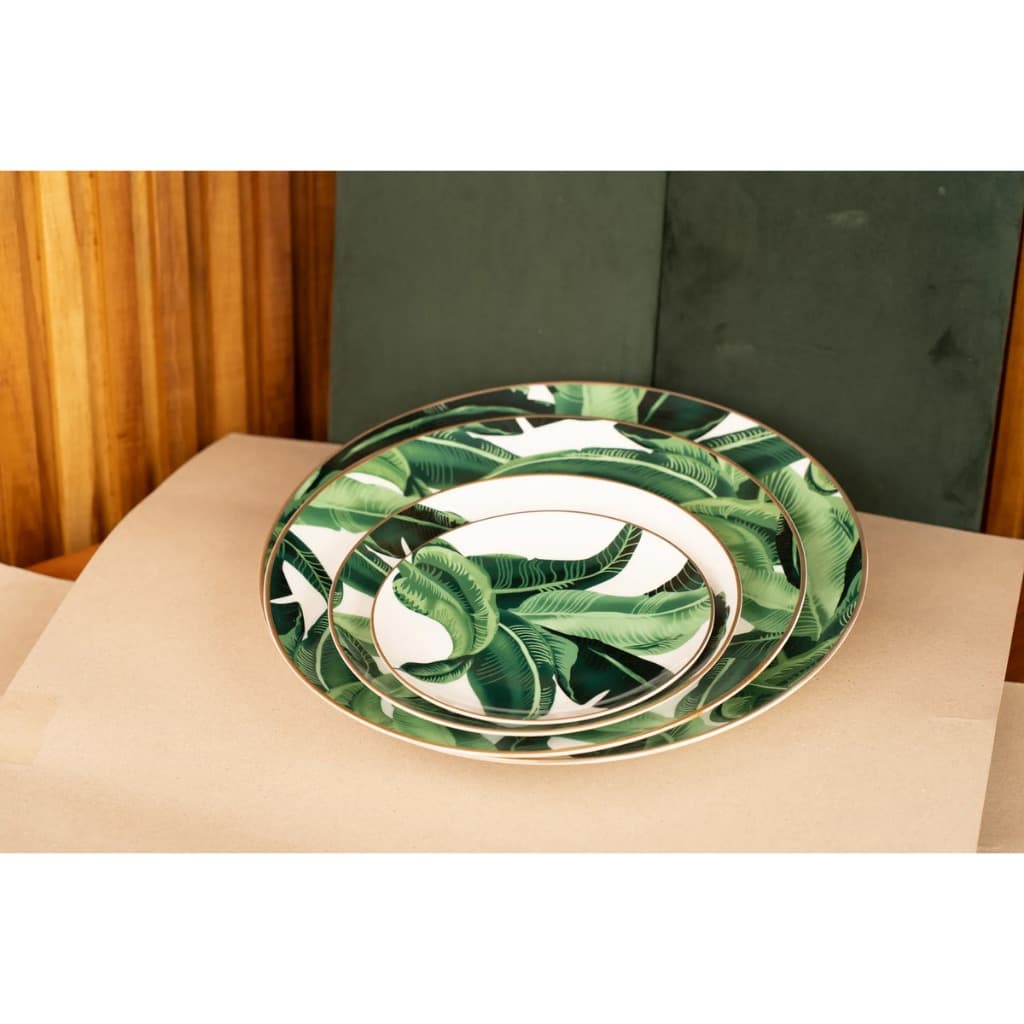 Conjunto De Pratos Para Servir Folhas Lumatê Decor