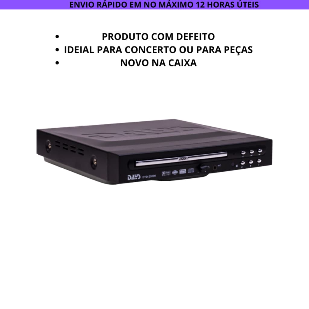 DVD Player de Mesa Days DYD-2500LK 2 Canais COM DEFEITO Bivolt
