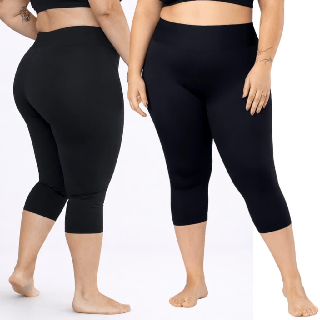Calça Capri Legging Plus Size Academia Confortável Cintura Alta Poliéster ZeroTransparencia Corsario