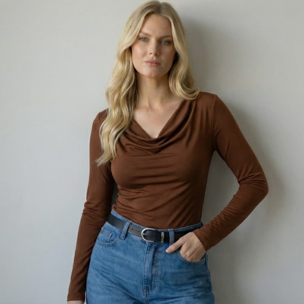 Blusa Gola Boba Elegante Feminina Manga Longa Estilosa