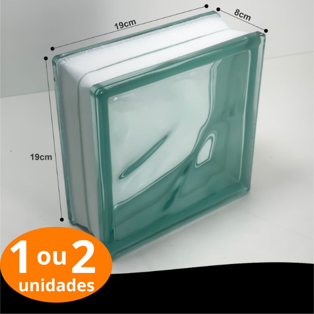 1 ou 2 Tijolo Bloco de Vidro Verde 19x19 Ondulado — Estilo, privacidade e luz para sua obra!