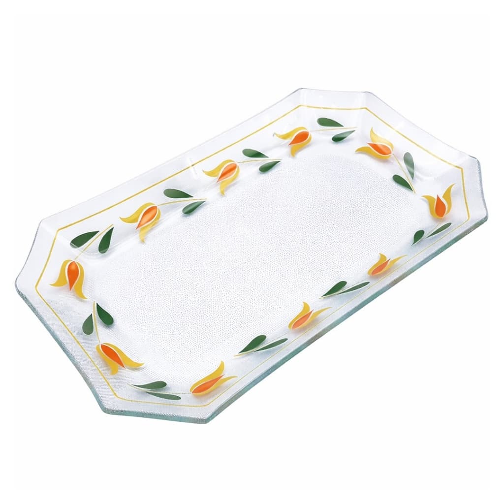 Travessa de Vidro Decorada 26x15cm - Modelo Média