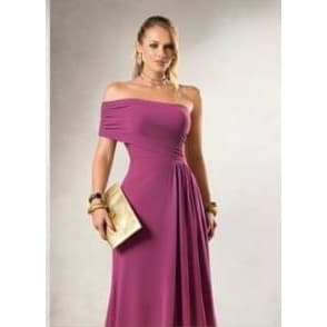 Vestido Longo de Festa Um Ombro Só Ciganinha com Drapeado na Cintura Sem Brilho Ideal Para Casamento e Formatura