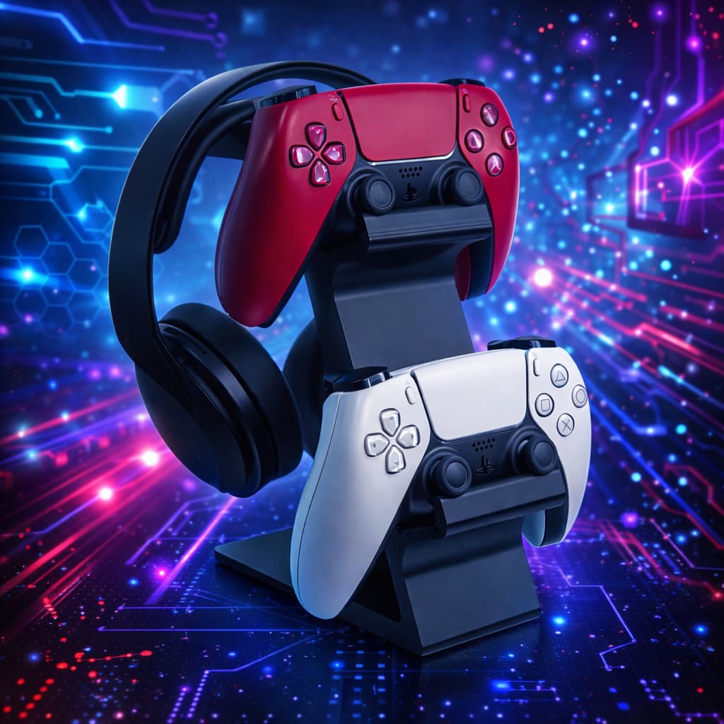 Suporte Para Dois Controles e Head Set Ps5 Ps4 Xbox Suporte Moderno Minimalista Entrega Rapida