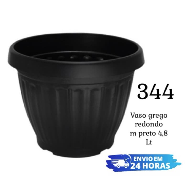 Vaso Grego Redondo M 4,8 Litros – Vaso Plástico Resistente para Plantas, Jardim e Decoração