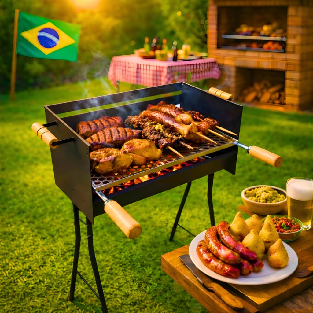 *DESCONTO* Churrasqueira a Carvão Com Grelha Inclusa Feita em Aço Reforçado 84cm  Pés Removíveis