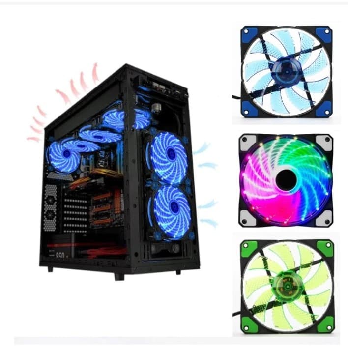 Cooler Fan Com Led Colorido Ventilação PC 1200RPM 12x12Cm