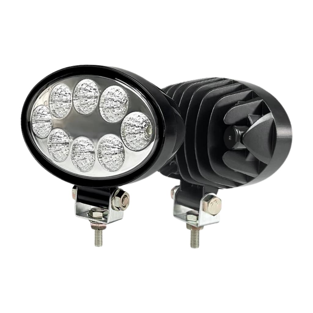 kit 2 Farol De Milha Oval 8 Led 24w 12v/24v 6000k Azul Trator Colheitadeira Jeep