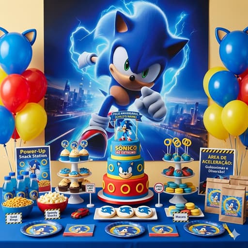 Painel Antirreflexo Decoração Infantil de Festa Sonic/Shadow/Amy/Tails