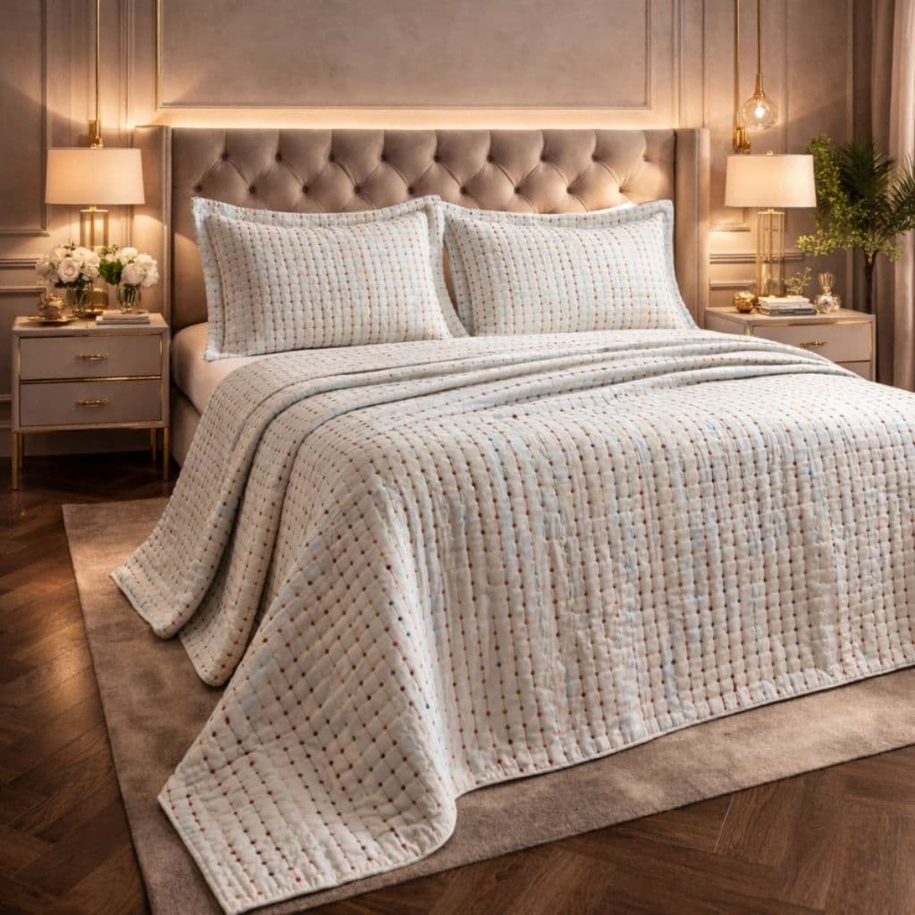 Cama Posta King Eternity Colcha Luxo Algodão Bordado 3 Pçs