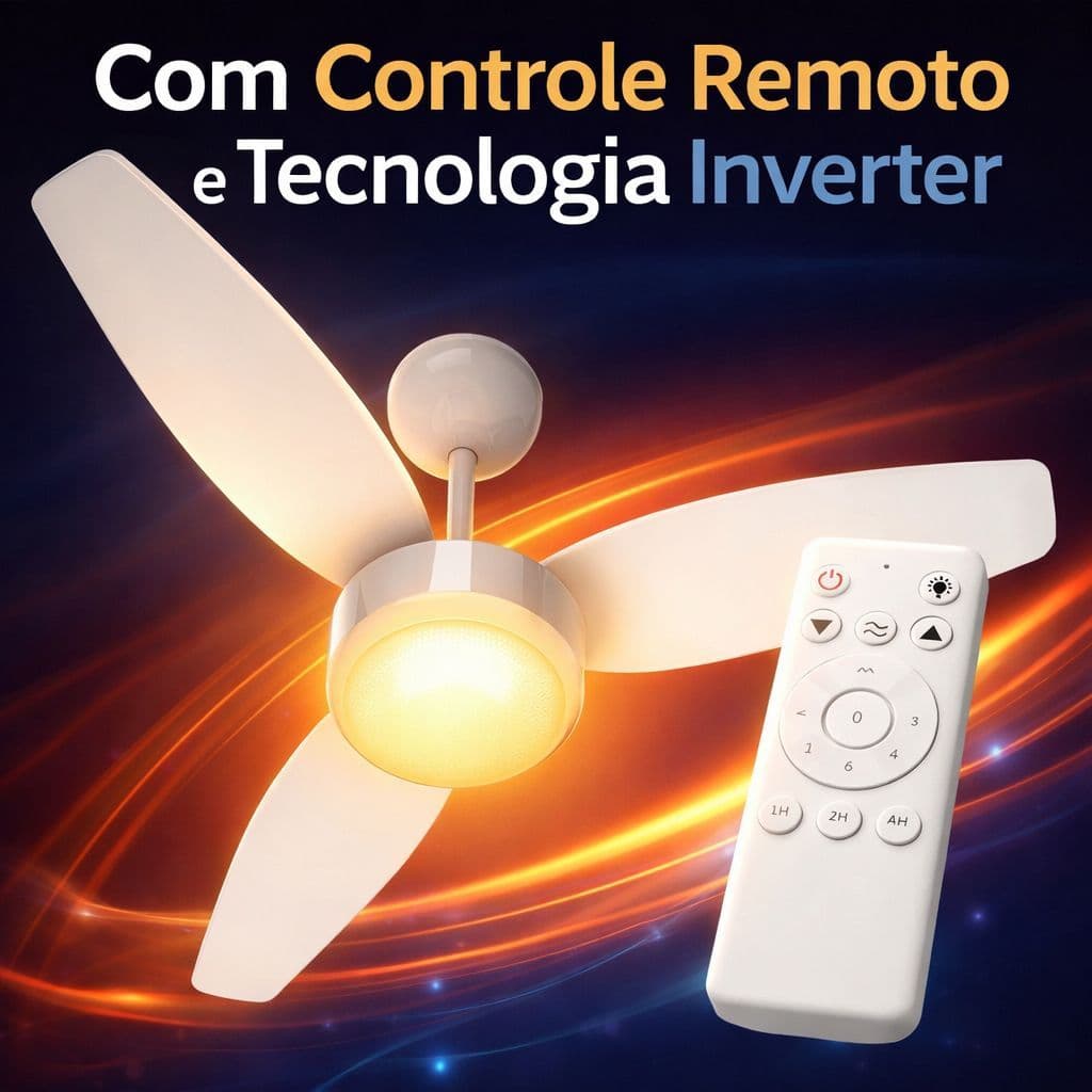 Ventilador Teto Inverter Bivolt Ventisol Ciclo Silencioso Econômico Potente Quarto Sala C/ Controle