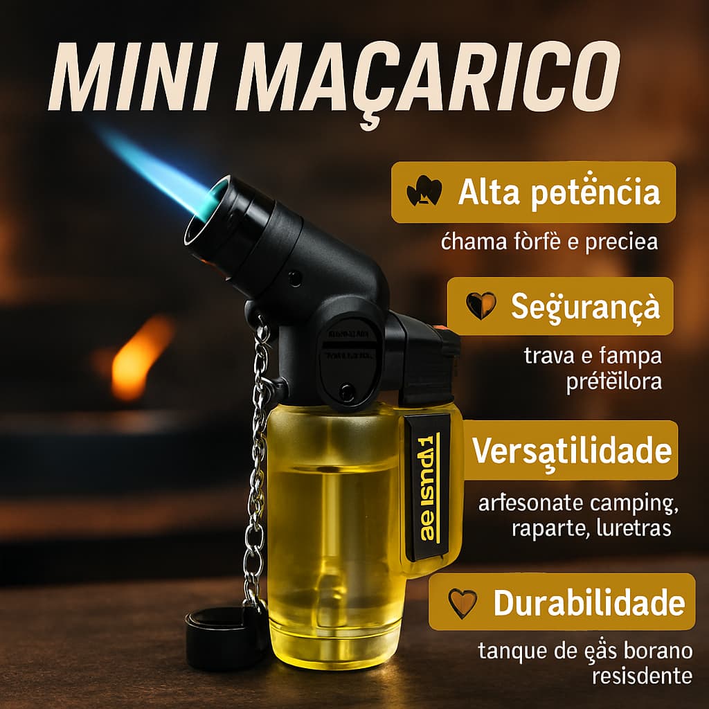 Mini Maçarico a Gás Recarregável Portátil – Cozinha, Camping, Artesanato e Reparos