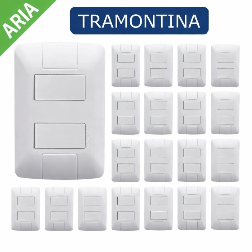 KIT 10 ou 20 PEÇAS CONJUNTO DE INTERRUPTOR 2 Teclas Simples 4x2 TRAMONTINA 6A/250V LINHA ARIA BRANCA