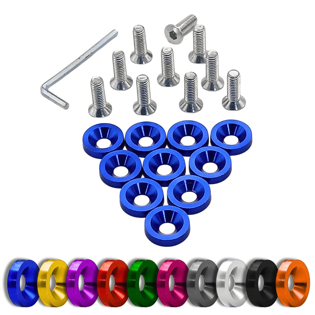 KIT COM 10 PARAFUSOS E ARRUELAS ANODIZADA M6 TUNING PARA CARRO E MOTO