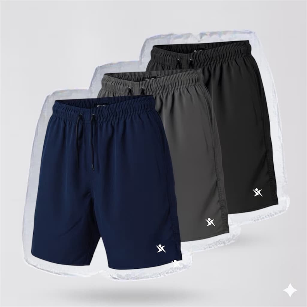 Kit 03  Bermuda Tactel Elastano Masculino Leve Confortável Moda Verão Academia Variadas