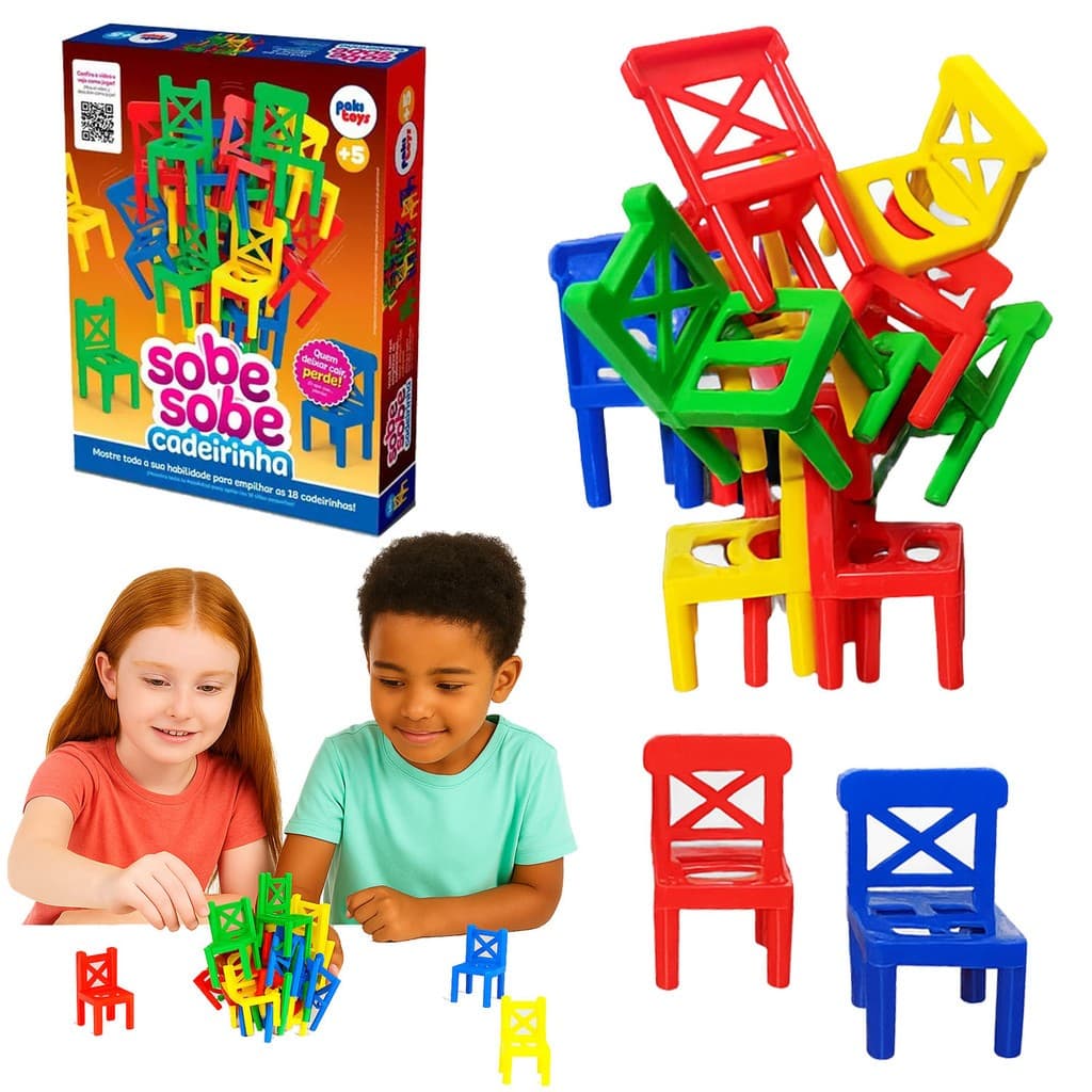 Jogo Infantil Sobe Sobe Cadeirinha – Brinquedo Educativo de Empilhar