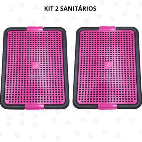 Kit 2 Sanitario Canino Banheiro para Cachorro Reutilizável Tapete Higienico Lavavel Grade Plastica